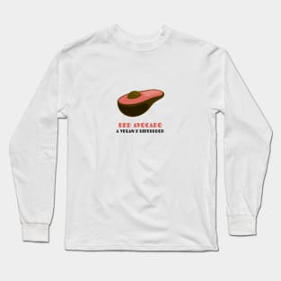 Red Avocado, A Vegan's Lifeblood Long Sleeve T-Shirt